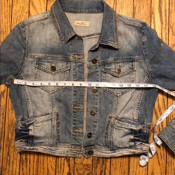 Denim Jean Jacket Peace Sign Fingers L - Picture 6 of 8